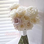 Modern bridal bouquet of tiered white and blush roses perth wedding florist designs by twillery floral studio
